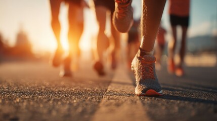 People jogging on the asphalt road surrounded by nature.