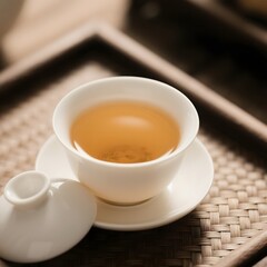 4k high quality Ai generative HD photo realistic model design cup sencha ocha brown green tea teapot hot traditional Japan 