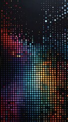 Obraz premium Abstract colorful dot pattern on black background, resembling sound waves or data visualization