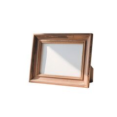 Empty Wooden Picture Frame with White Matting and Sunlight Shadow on a Transparent Background photo display isolated on a transparent background