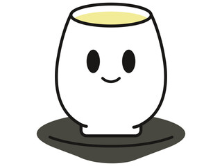 Japanese food character with kawaii face black style