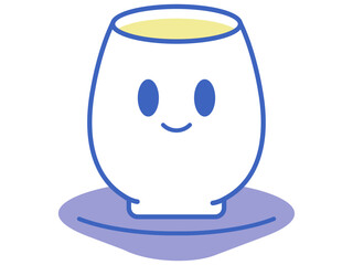 Smiling chawanmushi mascot in blue design