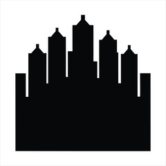 Obraz premium Silhouette of a modern city skyline with various unique building designs