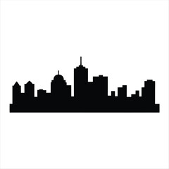 Fototapeta premium City Skyline Silhouette Illustration with Modern Buildings and Urban Landscape