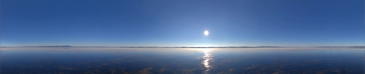Panoramic hdr seascape at sunrise tranquil ocean view nature environment