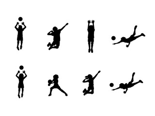 バレーボール　シルエットイラスト