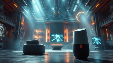 Futuristic Smart Home Interior.