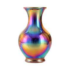 Iridescent Glass Vase Colorful Home Decor Rainbow Vase Tabletop Decor Elegant Vase Modern Vase against transparent background