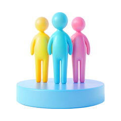 3D Colorful People Figures Teamwork Unity Collaboration against transparent background