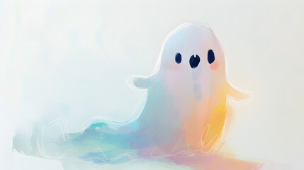 simple watercolor cute ghost