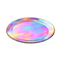 Iridescent Pastel Paper Plate Elegant Party Supplies against transparent background