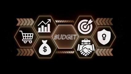 Budgeting icons shopping graph money handshake target security