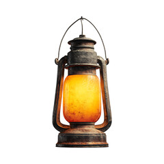 Antique Kerosene Lantern Glowing Illumination against transparent background