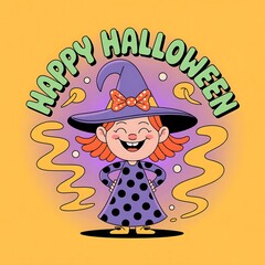 Happy Halloween Cute Witch Girl Illustration