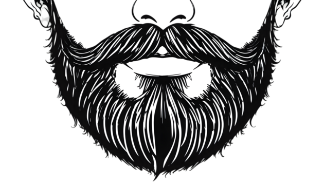 Detailed beard illustration isolated on transparent background, a symbol of style