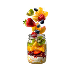 Mason Jar Fruit Salad Vibrant Recipe  Delicious Healthy Eating against transparent background