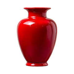 Red Ceramic Vase Elegant Home Decor Chinese Style Vase Glossy Pottery Amphora Design against transparent background