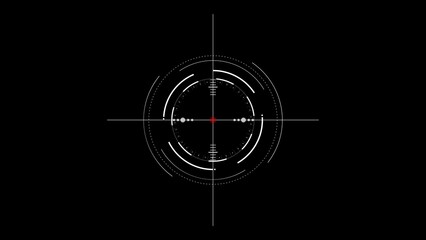 Digital crosshair reticle with red center on black