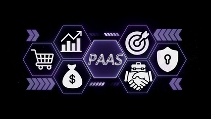 Fototapeta premium Digital Paa S concept with business icons and hexagons