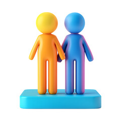 3D Render Colorful Figures Holding Hands Representing Unity and Partnership against transparent background