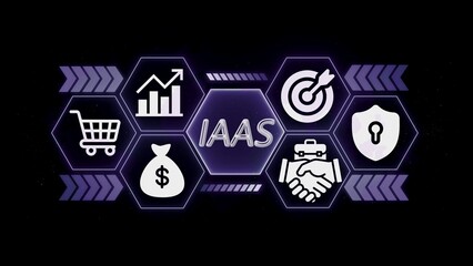Iaa S cloud computing concept with icons for business finance and security