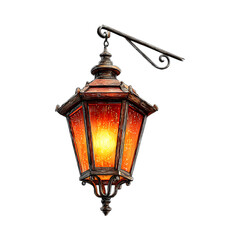 Glowing Vintage Lantern Perfect for Autumn  Halloween Designs against transparent background