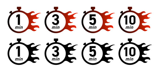 燃えてるタイマーのアイコンセット（ 残り時間 シンプル アイコンイラスト ベクター 編集可能）