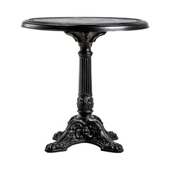 Elegant Black Round Side Table Ornate Design Polished Finish against transparent background