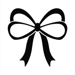 Simple black and white vector graphic of a ribbon bow illustration