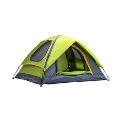 Lime Green Camping Tent Perfect for Outdoor Adventures against transparent background