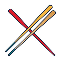 Stylized abstract chopsticks forming an x shape on a transparent background