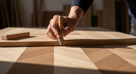 Close-up of craftsman marking wood (1)