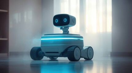 Home Robot with Modern Interior.