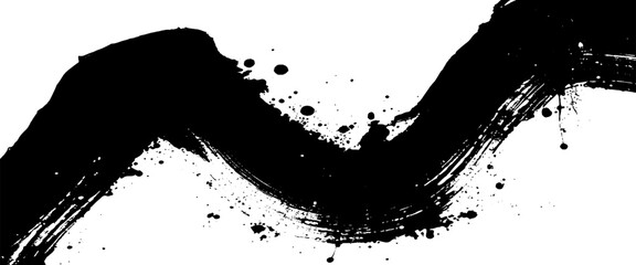 Vector Abstract Black Ink Brush Stroke With Black Zigzag Ink Stroke
