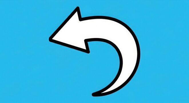 A white arrow pointing to the left on a blue background isolated on white background - Powered by Adobe