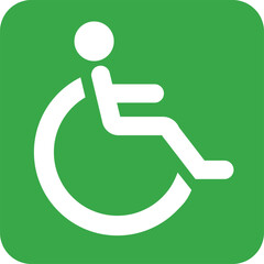toilet緑色の背景と車椅子のピクトグラムマーク　多目的トイレ　ベクターイラスト素材