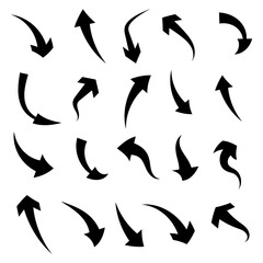 A seamless arrow illustration of a collection of black vector arrows and flying bird silhouettes.Vector illustration.