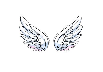 Drawing of White Wings Illustration on Isolated White Background