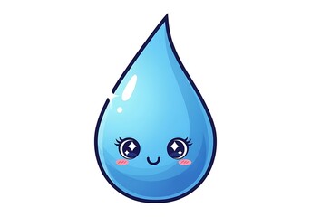 Cute Smiling Water Drop Cartoon Illustration for Kids
