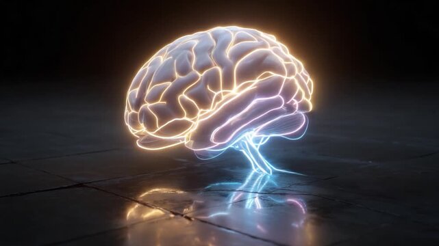 A Visually Striking Computer-Generated Representation of a Human Brain Surrounded by a Luminous Glow, Demonstrating Cutting-Edge Digital Art Techniques and Highlights of Neurological Concepts. - Powered by Adobe