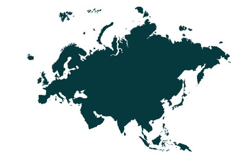 Map of Eurasia, sign silhouette. World Map Globe. Vector Illustration isolated on transparent background. Europe and Asia continent.