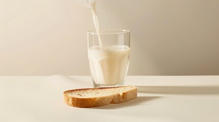 A Warm Breakfast of Fresh Milk Paired With Crispy Toast&mdash;Golden-Brown Baked Bread, Smooth Milk, and a Simple Yet Nutritious Morning Meal Perfect for Starting the Day With Energy