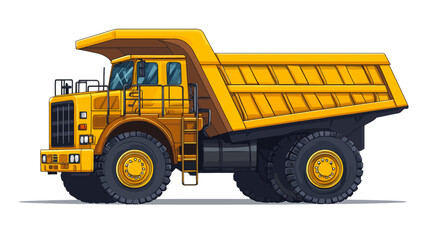 Yellow Mining Dump Truck Illustration in Industrial Setting © Maitong Lee