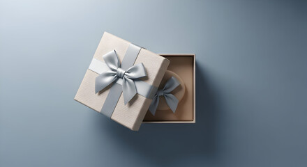 Gift Box with Ribbon Concept Present for Holidays Celebrations Surprise Reward Wedding Gift Card Decoration Romantic Event Birthday Present
