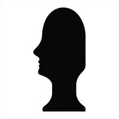 Black silhouette of human head in profile, minimalist design concept art