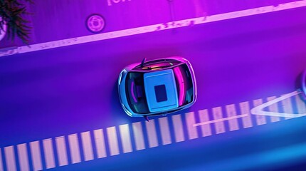 Night City Car Aerial View.