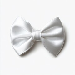 Elegant silver satin bow tie with a smooth texture and symmetrical design for formal wear