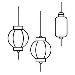 3d icon of three hanging chinese lanterns, a traditional symbol of celebration and good fortune in asian cultures and festivals