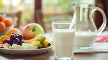 A Warm Breakfast of Fresh Milk Paired With Crispy Toast&mdash;Golden-Brown Baked Bread, Smooth Milk, and a Simple Yet Nutritious Morning Meal Perfect for Starting the Day With Energy