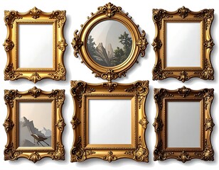 Ornate golden picture frames